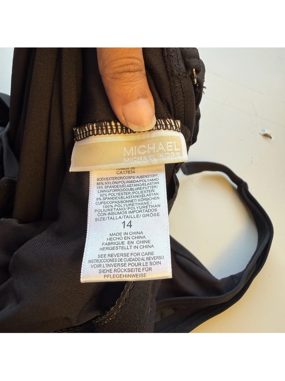 Michael Kors Black One-Piece Swimsuit with Gold MK Emblem B9 - Picture 4 of 10